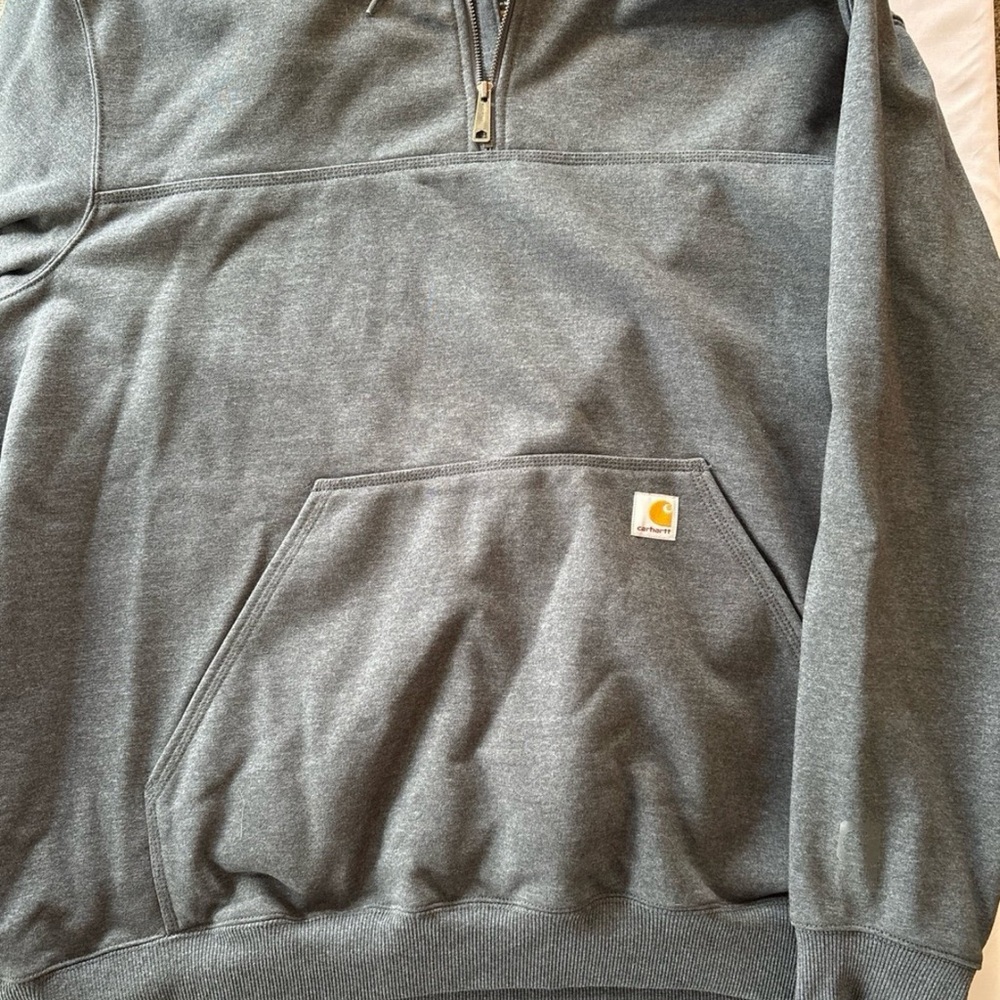 Carhartt Gray Quarter-Zip Hooded Sweatshirt - Picture 2 of 7